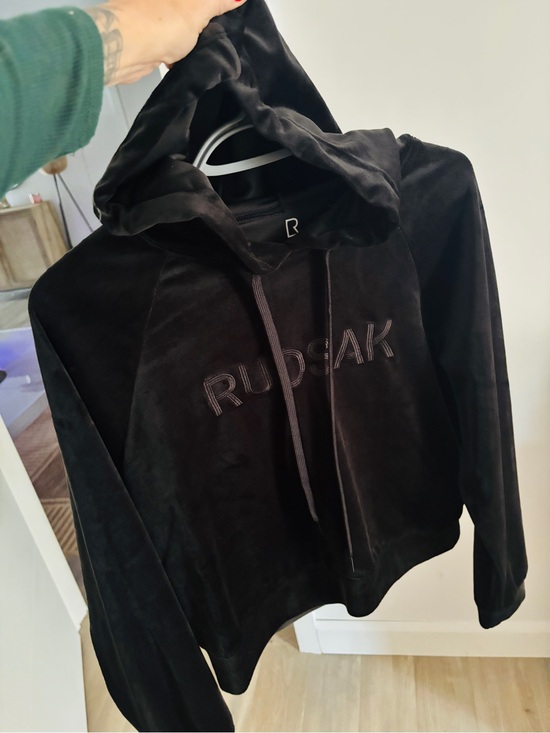 RUDSAK Sweaters - RUDSAK Black Velour Hoodie with Embroidered Logo